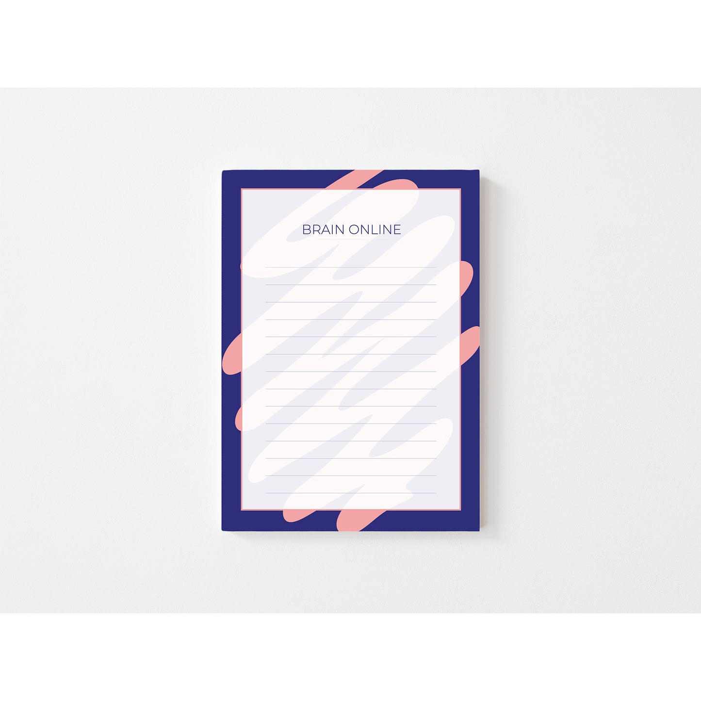 Notepad with a blue frame and abstract design on a white background