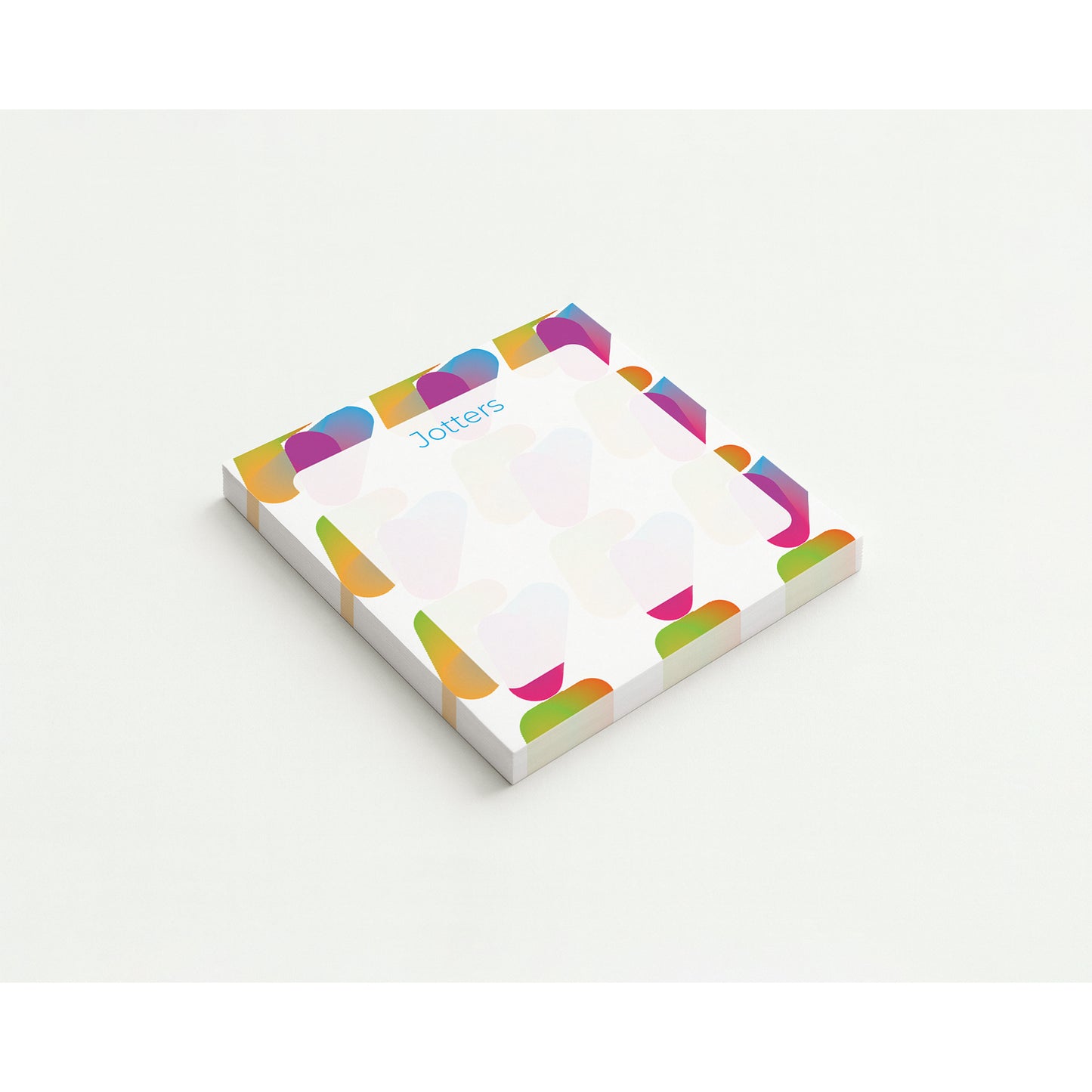 Colorful notepad with decorative corners on a white background