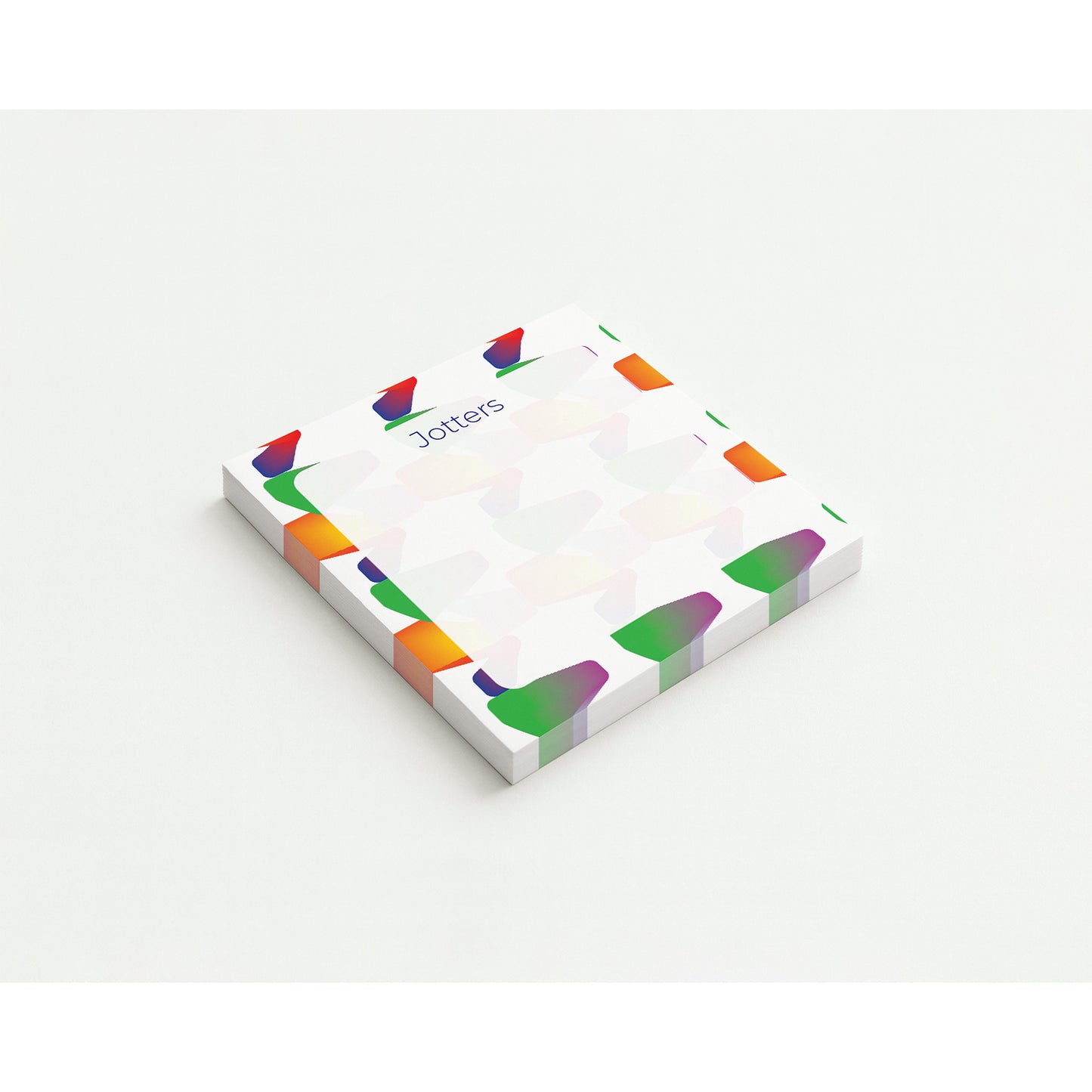 Notepad with colorful geometric design on a white background