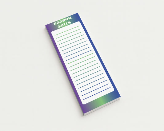 Notepad with 'Random Notes' text on a gradient background