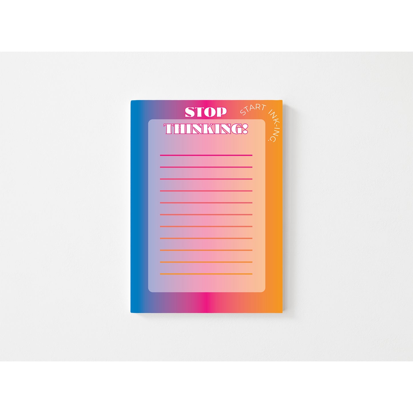 Colorful notepad with gradient design on a white background
