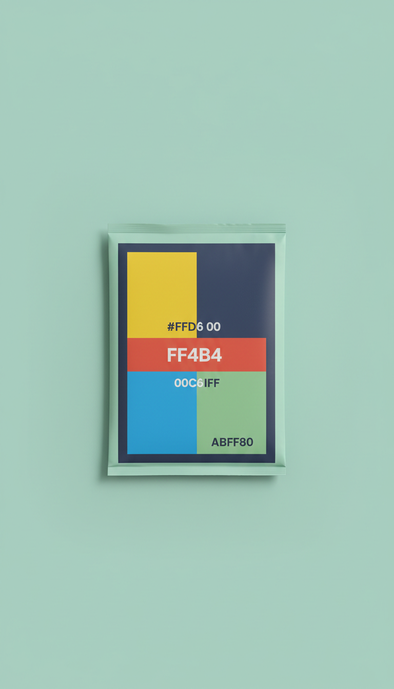 Bold print art poster in mint green packaging
